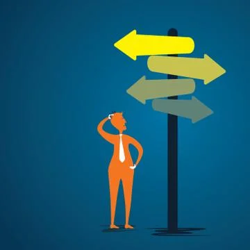 Men confuse about right direction concept Stock Illustration