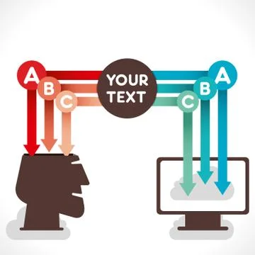 Men connect with computer or creative information info-graphics concept vector Stock Illustration