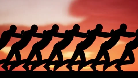 Men crowd in line. The one behind pushes the back of the one in front. Stock Footage 282720037