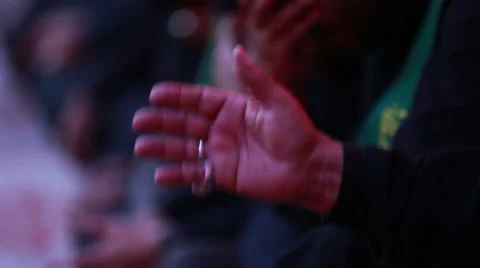 Men crying for Imam Hussein inside Hussein's shrine, close, Karbala, Iraq 762 Stock Footage 45159636