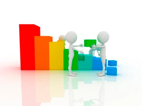 Men with cubes. teamwork. 3d Stock Illustration