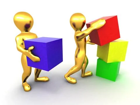 Men with cubes. Teamwork. 3d Men with cubes. Teamwork. 3d Copyright: xZoon... Stock Photos