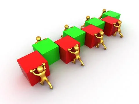 Men with cubes. Teamwork. 3d Men with cubes. Teamwork. 3d Copyright: xZoon... Stock Photos