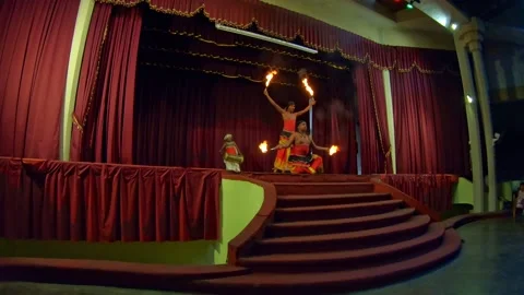 Men dancing with fire in Sri Lanka, HD. Stock Footage 140419951