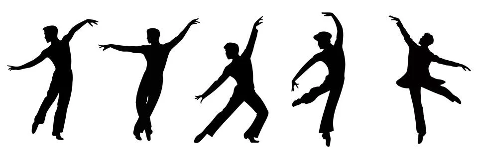 Men Dancing silhouette vector set イラスト素材
