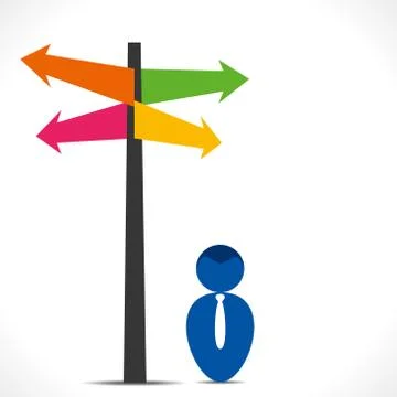 Men directional arrow pole Stock Illustration