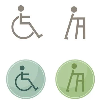 Men Disability Icons Stock Illustration