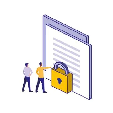 Men document and padlock of security system vector design Stock Illustration
