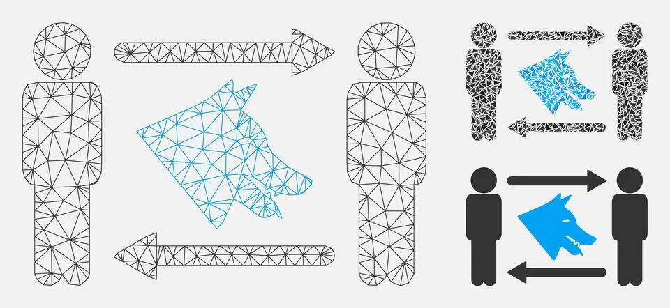 Men Dog Exchange Vector Mesh 2D Model and Triangle Mosaic Icon Stockillustratie