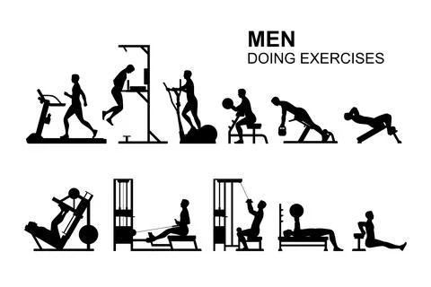 Men doing exercises Stock Illustration