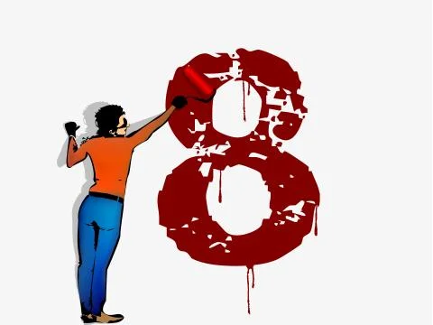 Men draws on the wall of the figure Stock Illustration