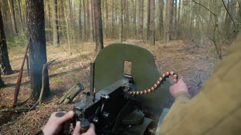 Men Dressed Like Russian Soviet Infantry Red Army Soldiers Of World War II Stock Footage 246523847