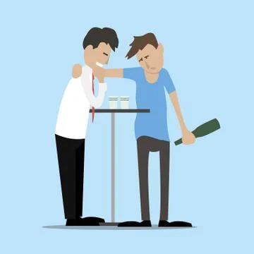 Men drink at the table Stock Illustration