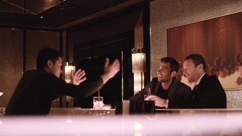 Men drinking alcohol in the bar. Stock Footage 119378962