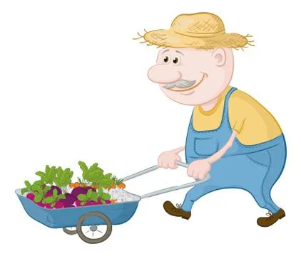 Men driven truck with vegetables Illustrazione stock