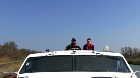 Men driving the boat, closeup Stock Footage 22708126
