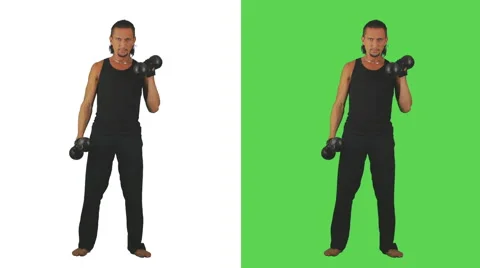 Men dumbbell raises Stock Footage 41409311