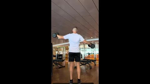 Men dumbbells gym exercise Video stock 327808060