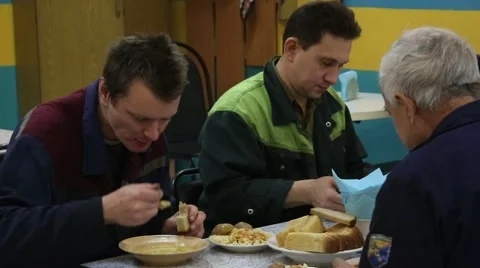 Men eat in the dining room Stock Footage 52971944