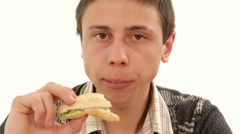 Men Eating Hamburger Stock Footage 63345737