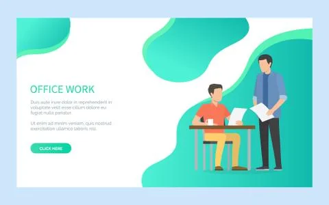 Men Employee Character Checking Document Vector Stock Illustration