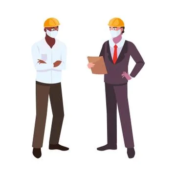 Men engineer and executive with mask and helmet Stock Illustration