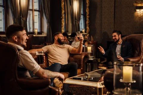 Men Enjoying Drinks 스톡 사진