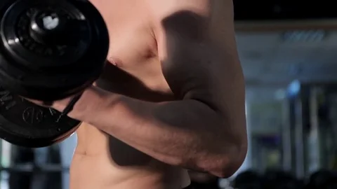 Men exercising for the biceps in gym Stock Footage 83914068