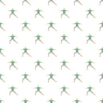 Men exercising in yoga pose seamless pattern Stock Illustration