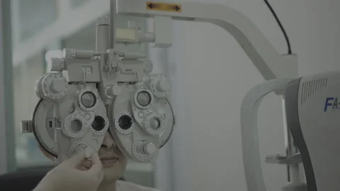 Men eye test in clinic, eye care Stock Footage 305425404