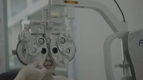 Men eye test in clinic, eye care Stock Footage 305425432