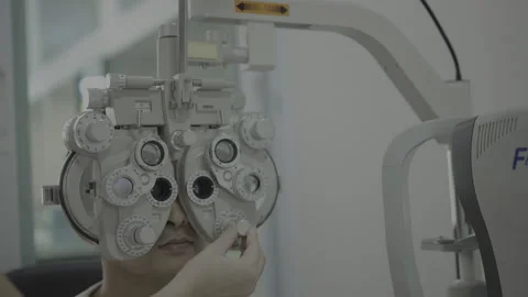 Men eye test in clinic, eye care Stock Footage 305425441