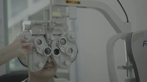 Men eye test in clinic, eye care Stock Footage 305425449
