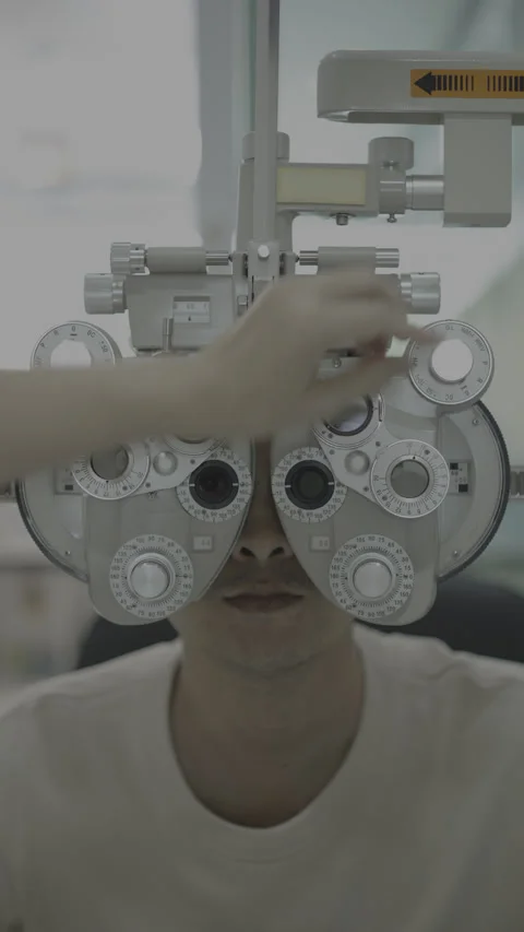 Men eye test in clinic, eye care Stock Footage 305425481
