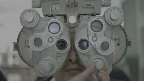 Men eye test in clinic, eye care Stock Footage 305425504