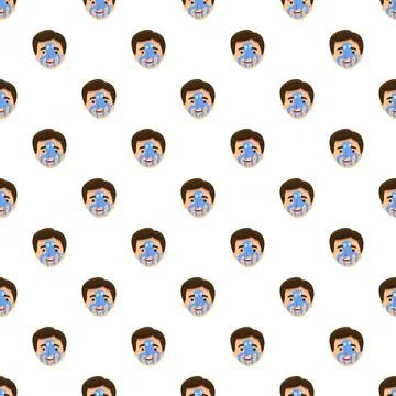 Men faces with blue aboriginal face paint pattern Illustrazione stock