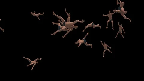 Men Falling Down in Alpha Channel Stock Footage 101199775