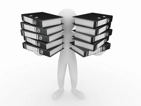 Men with folders on white isolated background. 3d Men with folders on whit... Stock Photos