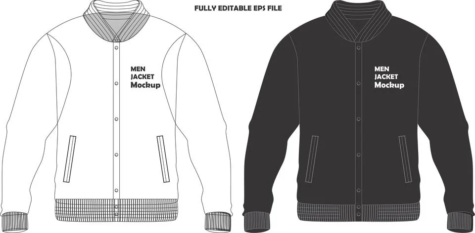 Men Full Button Jacket Mockups Stock Illustration