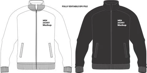 Men Full Button Round Neck Jacket Mockups 库存插图