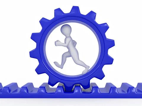 Men in gear on white isolated background. 3d Men in gear on white isolated... Stock Photos