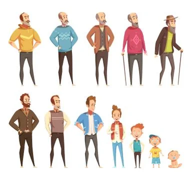 Men Generation Decorative Icons Set Illustrazione stock