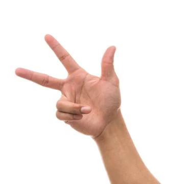Men hand showing the multi action over white background, include clipping pat Stock Photos