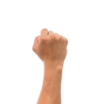 Men hand showing the multi action over white background, include clipping pat Foto stock
