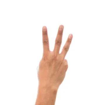 Men hand showing the multi action over white background, include clipping pat Foto stock