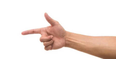 Men hand showing the multi action over white background, include clipping pat Foto stock