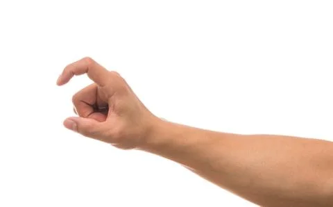 Men hand showing the multi action over white background, include clipping pat Stock Photos