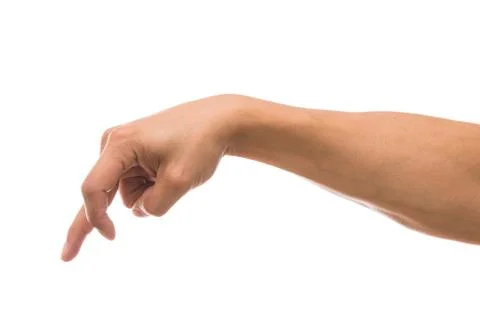 Men hand showing the multi action over white background, include clipping pat Foto stock