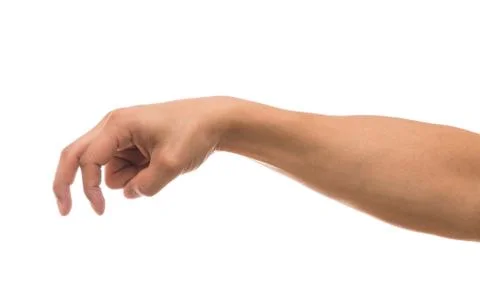 Men hand showing the multi action over white background, include clipping pat Stock Photos