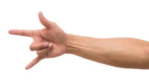 Men hand showing the multi action over white background, include clipping pat Stock Photos